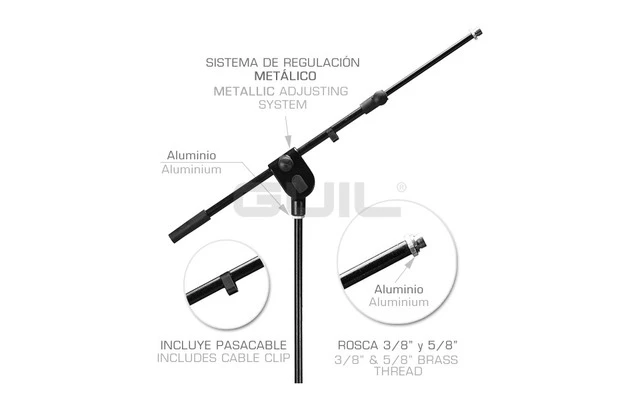 Guil PM-21 Pie de micro mini reforzado con jirafa telescópica. Base metálica - Devolución pedido