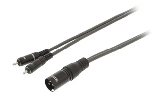 Cable XLR Estéreo de Macho de 3 Pines - 2x RCA Macho de 5,0 m Gris Oscuro - Sweex SWOP15200E50