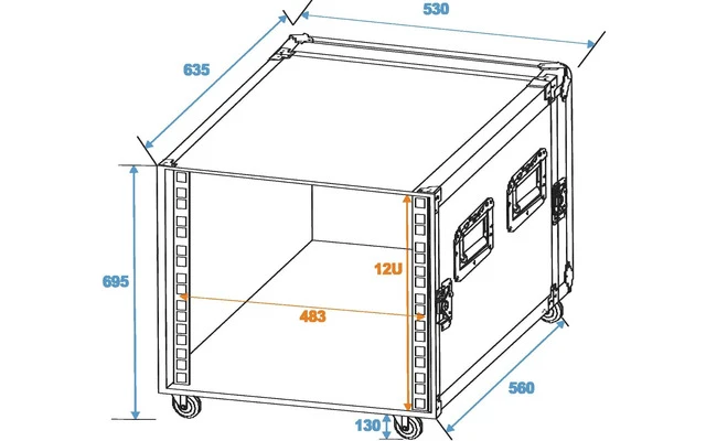 ROADINGER Rack Profi KM 12U 55cm con ruedas