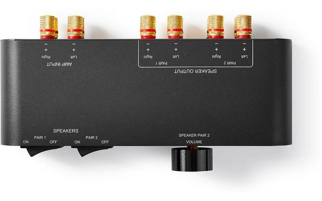 Caja de Control de Altavoces - 2 vías - Banana - Control de volumen - Negra