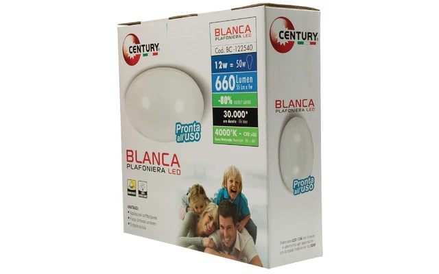 Luz Blanca redonda para techo, 12 W, 4000 K, IP20