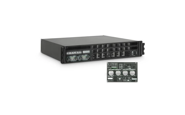 Ram Audio S 6044 GPIO Amplificador de PA 4 x 1480 W 4 Ohmios con Módulo GPIO