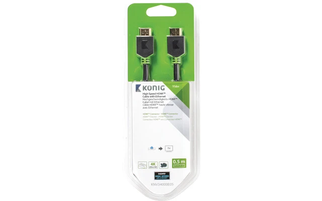 Cable de Alta Velocidad HDMI™ con Conector Ethernet HDMI™ a Conector HDMI™ de 0,50 m en gris
