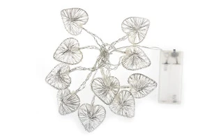 Cadena de luz con LEDs - 10 LEDs - Corazones (metal) - color blanco cálido