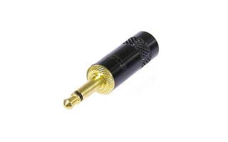 REAN - MINI CONECTOR MONO DE 3.5 mm - CARCASA NEGRA METÁLICA - CONTACTOS DORADOS