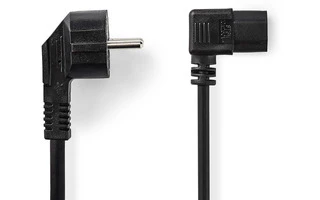 Cable de alimentación - Schuko Macho en Ángulo - IEC-320-C13 en Ángulo - 5,0 m - Negro