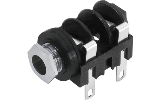 Conector Chasis Jack 6,3 mm con Interruptor mono negro