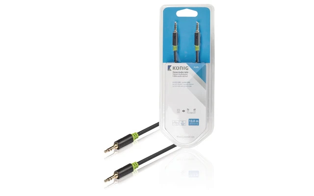 Cable de audio estéreo de 3,5 mm macho a macho de 10,0 m en gris