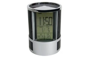 PORTA-LAPICEROS CON RELOJ, ALARMA, FECHA, TEMPERATURA & CUENTA A
