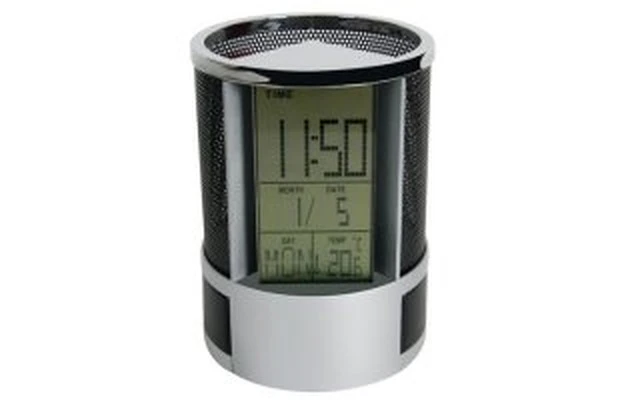 PORTA-LAPICEROS CON RELOJ, ALARMA, FECHA, TEMPERATURA & CUENTA A