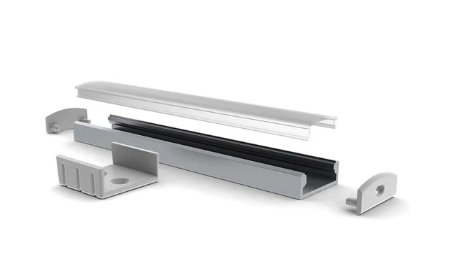 SLIMLINE WIDE - 8 mm - PERFIL DE ALUMINIO PARA CINTAS DE LEDs - ALUMINIO ANODIZADO - PLATEADO - 