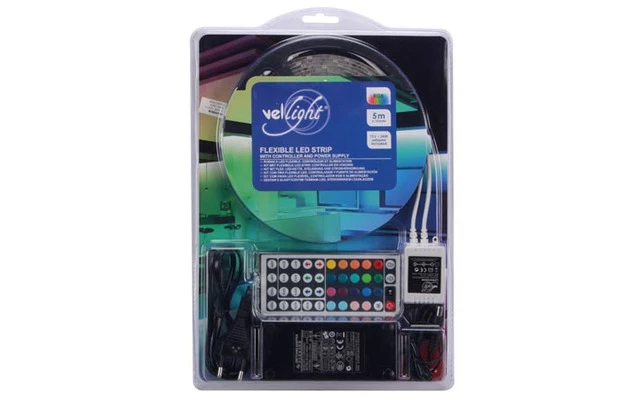 Juego con cinta de LEDs flexible, controlador y adaptador de red - RGB - 150 LEDs - 5m - 12 VDC