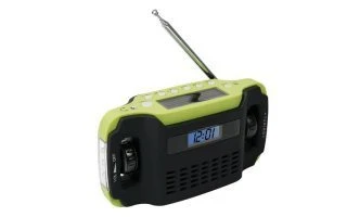Radio despertador/linterna dinamo solar con pantalla LCD
