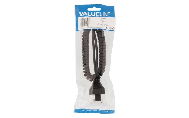 Cable de alimentación de con conector Euro macho - IEC-320-C1 de 2.00 m en color negro