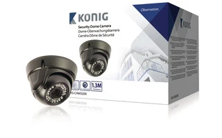 Cámara domo de seguridad con lente varifocal negra - König SAS-CAM3200