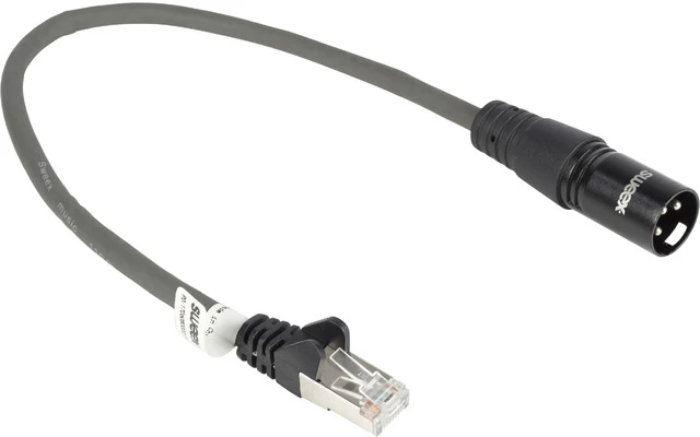 Cable Digital XLR Macho de 3 Pines - RJ45 Macho de 0,30 m Gris Oscuro