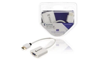 Cable adaptador HDMI™ de Conector HDMI™ a VGA hembra + salida de 3,5 mm, 0,20 m en blanco