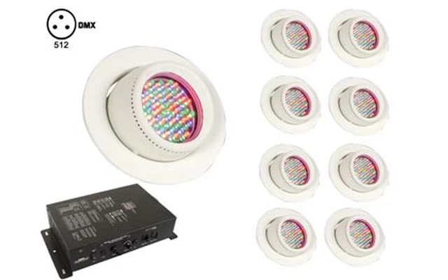 8 Focos LED empotrables con controlador DMX