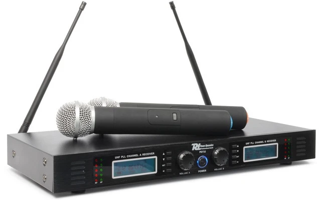 Power Dynamics PD732H 2x 16 Canales UHF Micro Inalambrico True Diversity con 2 Microfonos