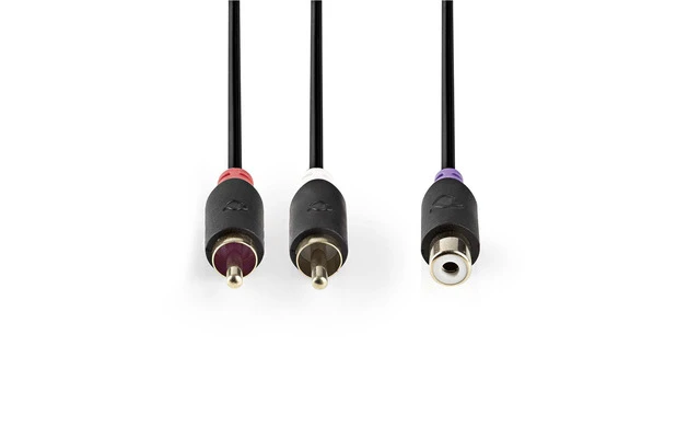 Cable para subwoofer - 2x RCA Macho - RCA Hembra - 0,2 m - Antracita - Nedis CABW24020AT02