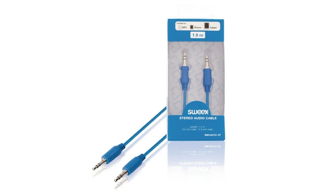 Cable de audio estéreo de 3,5 mm macho - macho de 1,00 m en color azul - Sweex SMCA0101-07