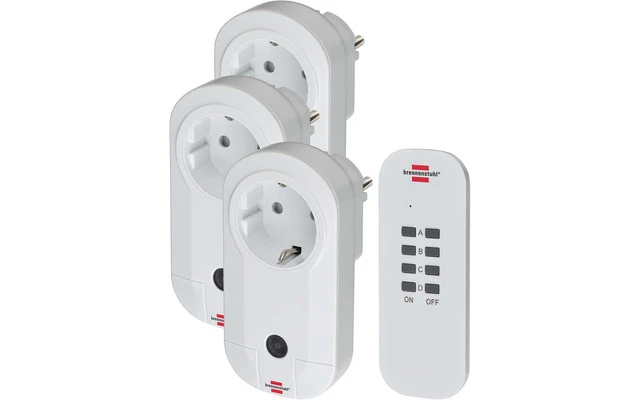 Conjunto de Interruptores Inalámbrico Interior 3 x F (CEE 7/3) Blanco - Brennenstuhl 1507040