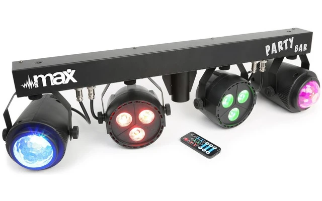 Max Partybar Barra con 2 Focos PAR 3 leds 4-en-1 RGBW + 2 Jellymoon