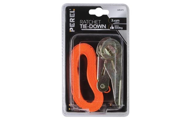 Cinta de amarre con trinquete - Máx 500 kg - 3.65 m x 25 mm