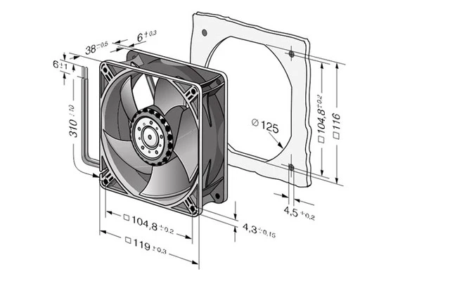 VENTILADOR EBM / PAPST 24VDC RODAMIENTO DE BOLAS 120 x 120 x 38mm  (PAPST 4414ML)