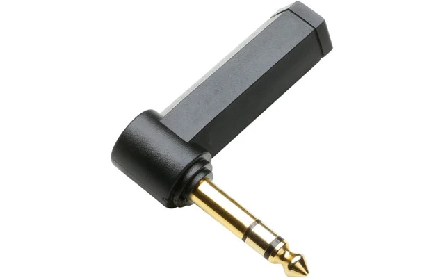 Adaptador acodado 90° de jack estéreo de 6,3 mm macho a hembra