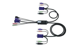 Conmutador KVM + audio híbrido de 2 puertos