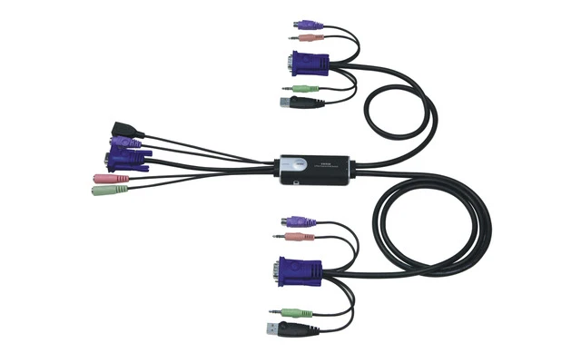 Conmutador KVM + audio híbrido de 2 puertos