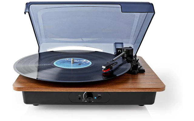 Tocadiscos - 18 W - Bluetooth - Desconexión automática - Cubierta para el Polvo - Marrón