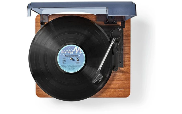 Tocadiscos - 18 W - Bluetooth - Desconexión automática - Cubierta para el Polvo - Marrón