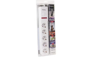 Alargador multi enchufe de 5 vías con mando a distancia - blanco