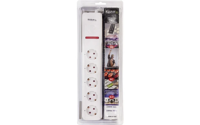 Alargador multi enchufe de 5 vías con mando a distancia - blanco