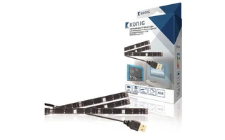Luz ambiental atenuable mediante USB para el televisor en 2x tiras de 50 cm o 1x tira de 90 cm e