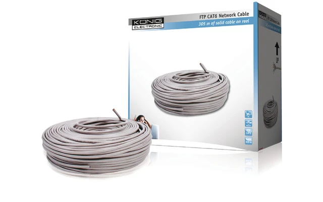 BOBINA DE CABLE DE RED FTP CAT6 KÖNIG - König CMP-FTP6R305S