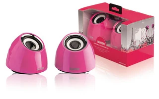 Juego de 2 altavoces USB 2.0 portátiles con potencia de 3 W en color rosa