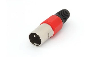 Conector XLR Macho - 3 contactos - Niquelado - Rojo