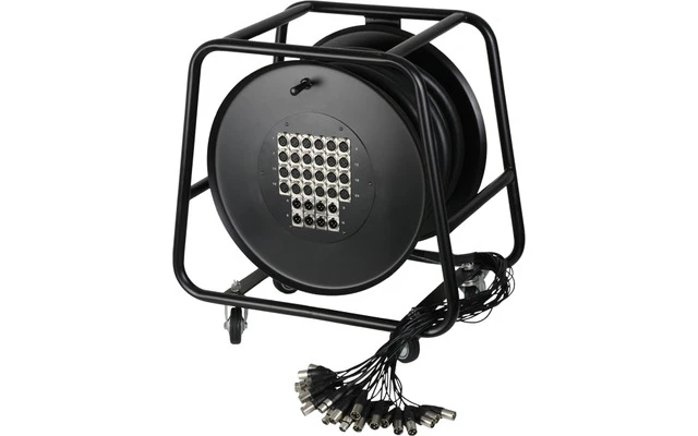 Adam Hall Cables K 32 C 30 D - Manguera de Cable en Enrollador con Cajetín de Escenario 24/8 30
