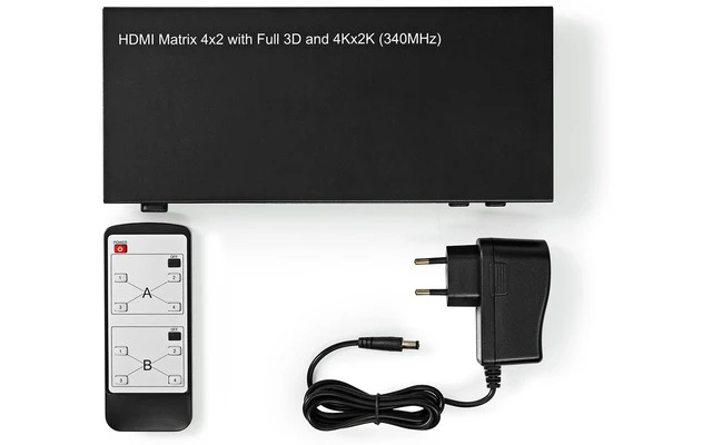 Interruptor de Matriz HDMI - 4x2 Puertos - 4x Entradas HDMI - 2x Salidas HDMI