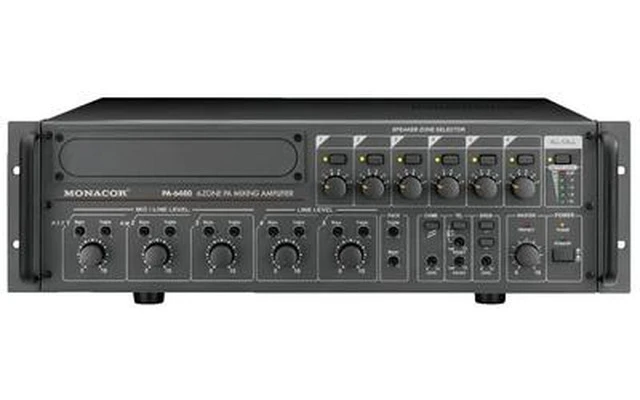 Amplificador y Mezclador megafonía 6 zonas mono