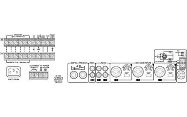 Amplificador y Mezclador megafonía 6 zonas mono