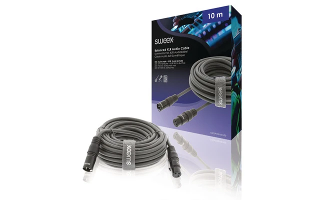 Cable XLR Estéreo Macho de 3 Pines - XLR Hembra de 3 Pines de 10,0 m Gris Oscuro - Sweex SWOP150