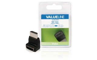 Adaptador HDMI con conector HDMI en ángulo de 270° - entrada HDMI en color negro