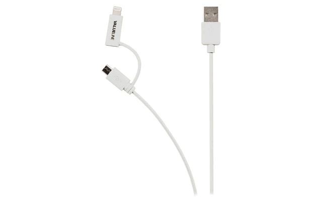Cable USB 2.0 de carga y sincronización de A macho a micro B macho con adaptador Lightning de 1m