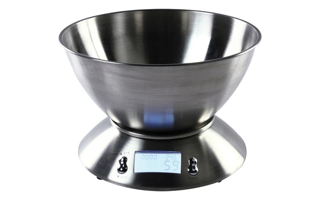 Báscula de cocina digital con bol de acero inoxidable