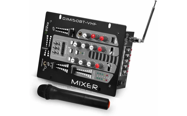 Ibiza Sound DJM150BT-VHF - Mezclador DJ + Micrófono inalambrico