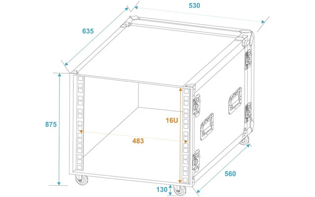 Roadinger Rack Profi KM 16U 55cm con ruedas